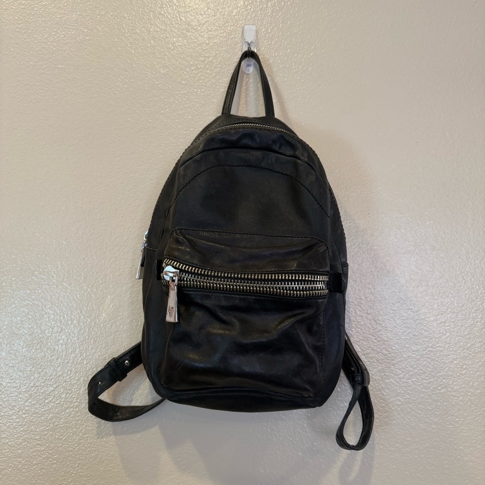 Frye 2018 Black Leather Mini Backpack • Soft Leather • Silver Hardware